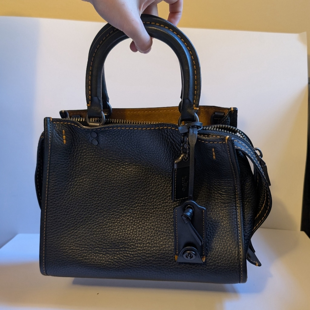 Coach Pebbled Black Leather Satchel